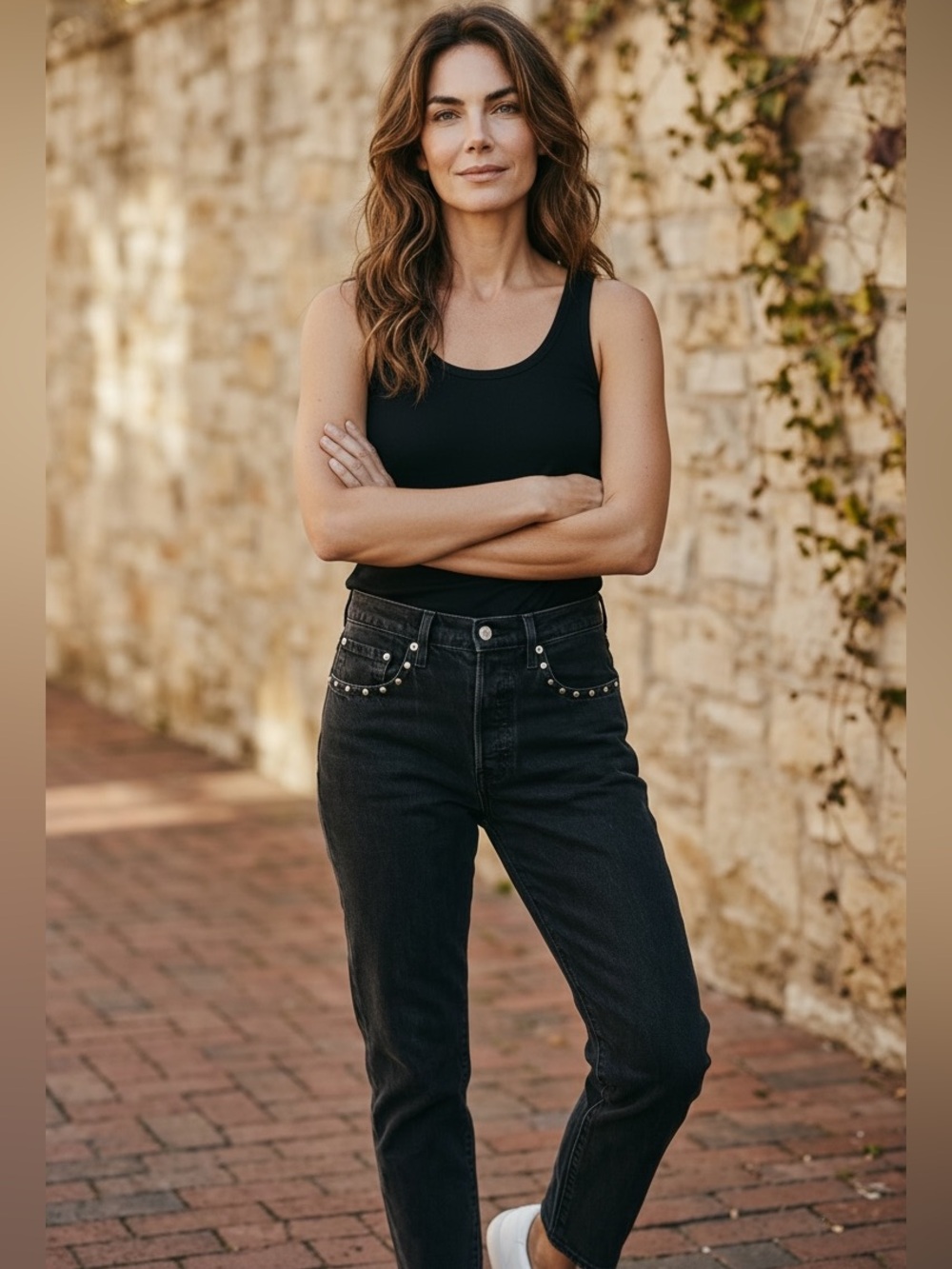 Levi's Black Relaxed Straight Jeans with Stud Details